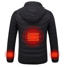 Load image into Gallery viewer, Men's Electric Heated Jackets USB Heating Winter Solid Parka Men Long Sleeve Hooded Thermal Winter Coat Men Outerwear Fashion