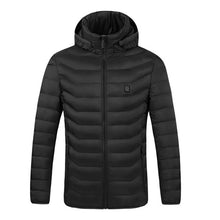 Load image into Gallery viewer, Men's Electric Heated Jackets USB Heating Winter Solid Parka Men Long Sleeve Hooded Thermal Winter Coat Men Outerwear Fashion