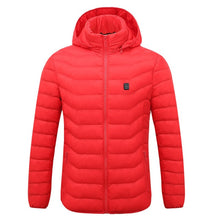 Load image into Gallery viewer, Men's Electric Heated Jackets USB Heating Winter Solid Parka Men Long Sleeve Hooded Thermal Winter Coat Men Outerwear Fashion