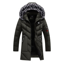 Load image into Gallery viewer, Winter Long Parkas Men Cotton Padded Brand Clothing Fashion Casual Slim Thick Warm Mens Coats Fur Hooded Overcoats Male Clothes